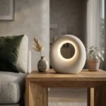 Modern Minimalist Ceramic Circular LED Table Lamp – Round Ring Cordless Ambient Desk & Nightstand Light - Image 3