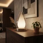 Modern Minimalist Teardrop Glass LED Table Lamp – Brushed Metal Base Ambient Desk & Nightstand Light - Image 2