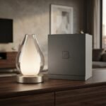 Modern Minimalist Teardrop Glass LED Table Lamp – Brushed Metal Base Ambient Desk & Nightstand Light - Image 3